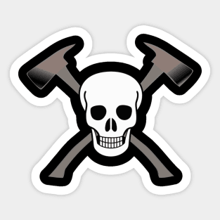 skull with two axes Sticker